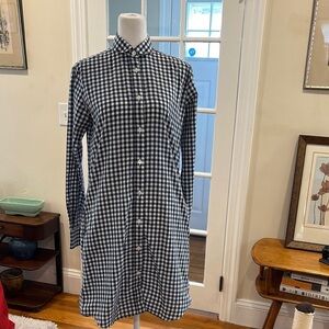 Kiel James Patrick Scalloped Oxford blue/white checkered shirt dress. Size XS